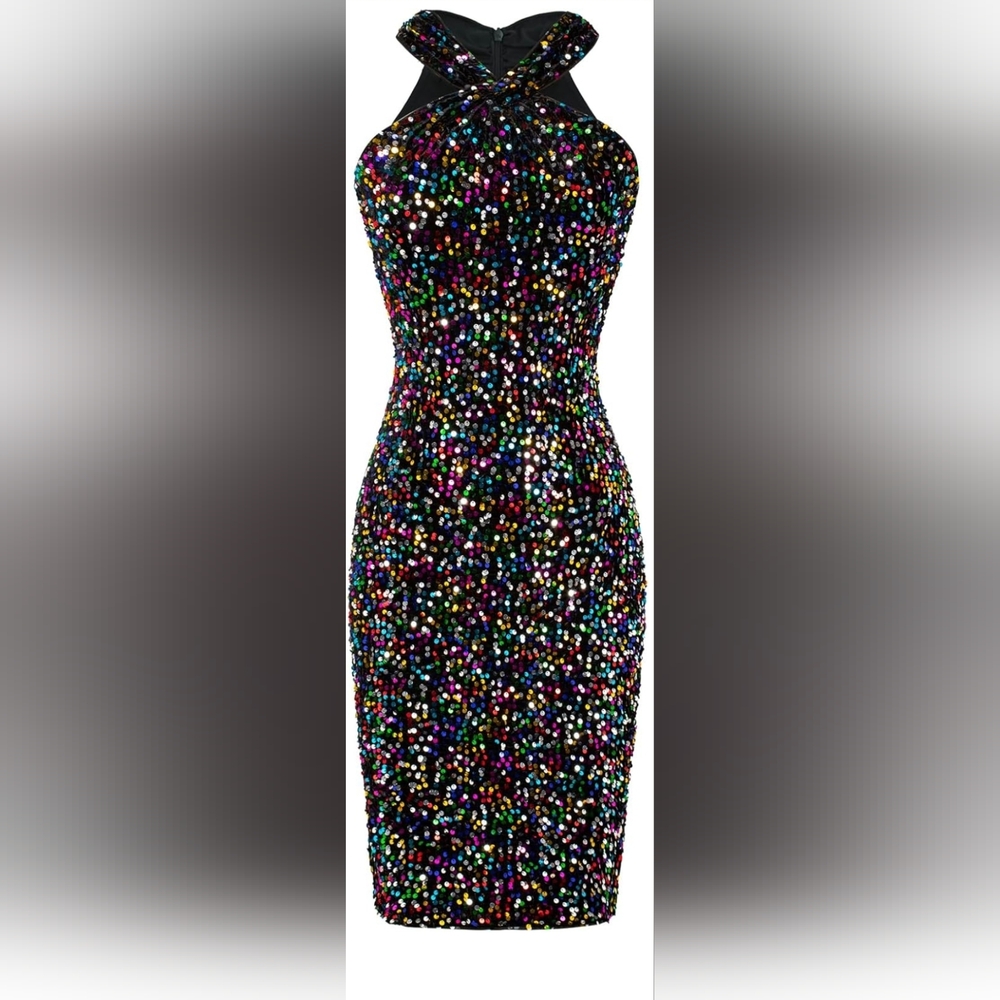 Plus Size Sequin Dress Sparkley Glittery Halter Dress
